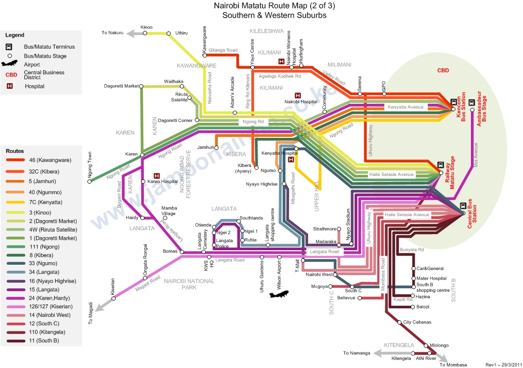 Nairobi Matatu Route Map Southern Western Nairobi Matatu Route Map Southern Western